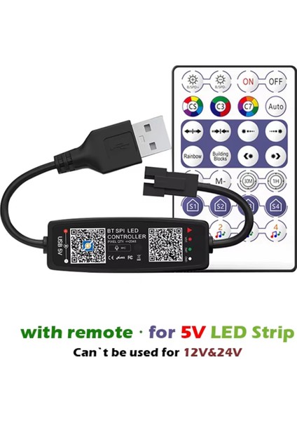 WS2812B Kontrol Cihazı Uzaktan Kumanda Müzik App Kontrolü USB 5V (Yurt Dışından) fiyatları