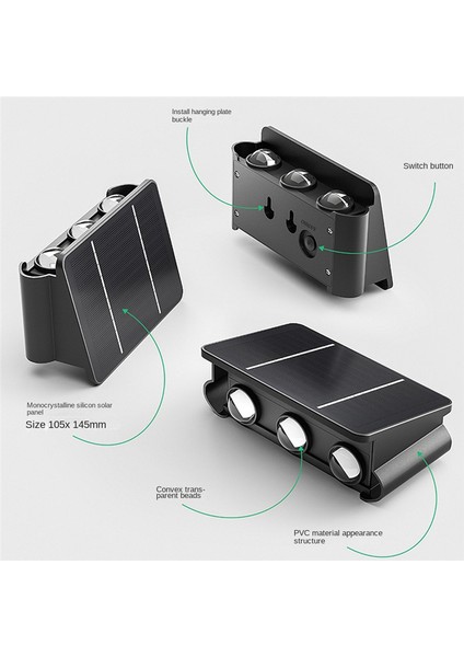 Solar Duvar Lambası Dış Aydınlatma Lambası Avlu Bahçe 5 Işık (Yurt Dışından) fırsatları