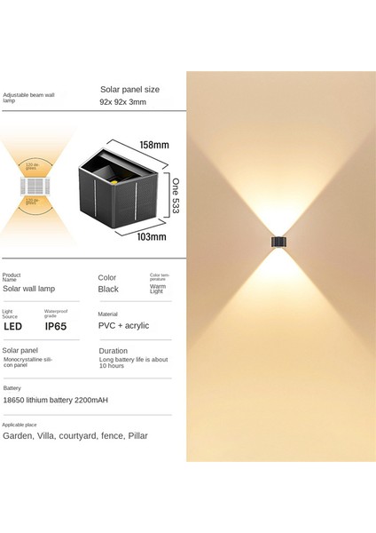 Solar Duvar Lambası Açık Hava Yukarı-Aşağı LED Avlu Bahçe Kısılabilir (Yurt Dışından) fırsatları