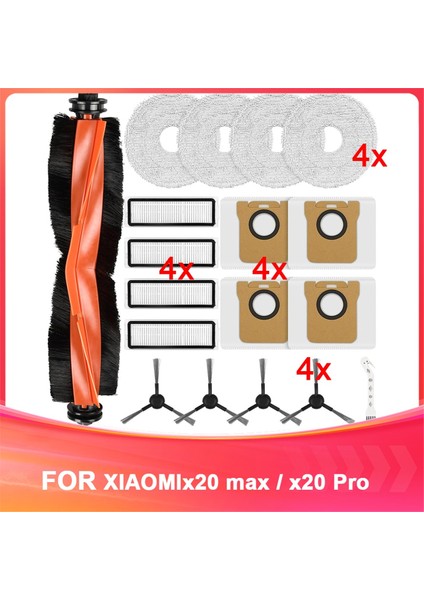 Xiaomi Robot Vakum Için Aksesuarlar X20 Max / X20 Pro Robot Vakum Süpürge, Ana Fırça, Mendil, Toz Torbaları, Filtreler (Yurt Dışından)