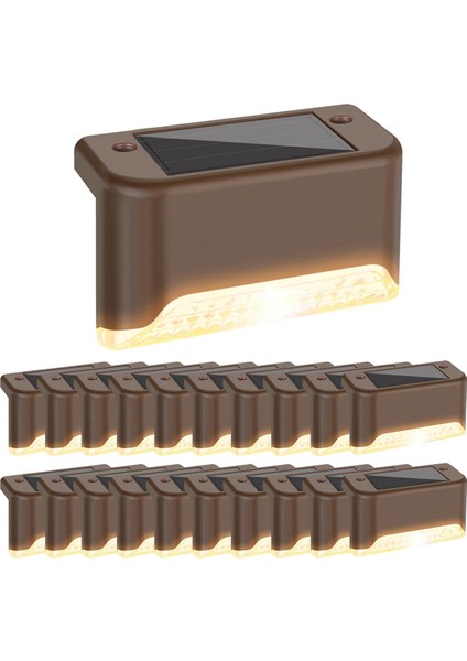 Güneş Enerjili Güverte Işığı Su Geçirmez LED Güneş Enerjili Dış Mekan Basamak Işığı 20 Adet (Yurt Dışından)