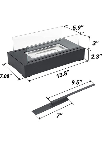 Alkol Şömine Işığı Dikdörtgen Paslanmaz Çelik Cam (Yurt Dışından)