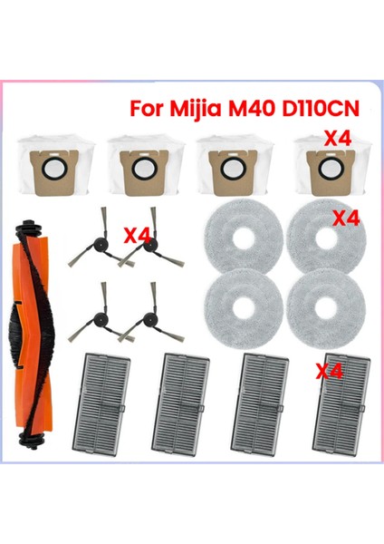 Xiaomi Mijia Için M40 D110CN Vakum Parçaları Ana Rulo Yan Fırça Hepa Filtre Mop Bez Tuz Torbaları Aksesuarlar (Yurt Dışından)