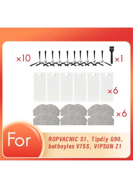 Filtreler Fırçalar Ropvacnic Için Paspas Pedleri Tipdiy Için G90 Için Vıpsun Z1 Için Betboyles V75S Robot Vakum Aksesuarı (Yurt Dışından)