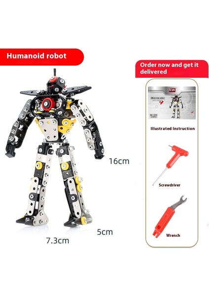 Bir Araya Getirilmesi Son Derece Zor Siyah Teknoloji Yapı Taşı Oyuncakları Elle Monte Edilmiş Robot Metal Model (Yurt Dışından)