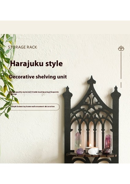 Siyah Ahşap Gotik Çit Tipi Duvara Monte Raf Ev Konut Yatak Odası Dekorasyonu (Yurt Dışından) fiyatları