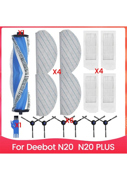 Deebot N20, N20 Plus Robot Vakum Temizleyici Aksesuarları Ana Yan Fırça Hepa Filtreleri Paspas Pedleri Yedek Parçalar (Yurt Dışından)