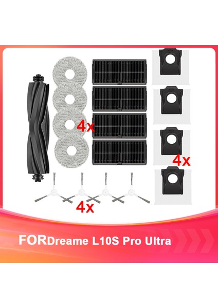 Dreame L10S Pro Ultra Isı Robot Vakum Temizleyici Ana Yan Fırça Hepa Filtre Mop Bez Toz Torbaları Parçaları (Yurt Dışından)
