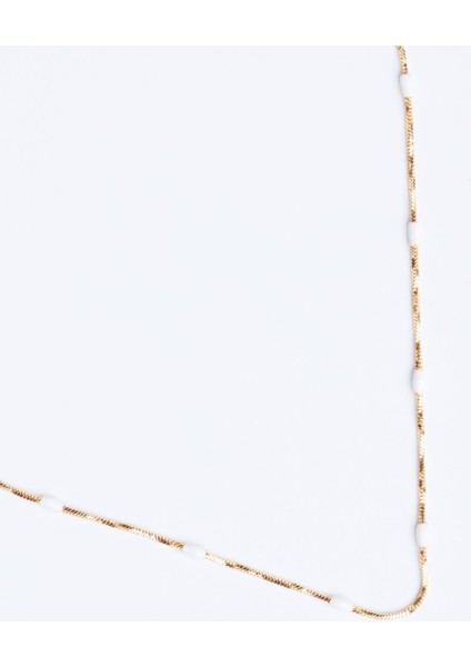 Beyaz Ince Taş Detaylı Ayarlanabilir Kolye fiyatları