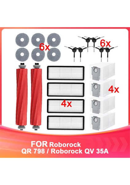 Roborock Qr 798 / Roborock Qv 35A Ana Yan Fırça Paspas Bezi Için (Yurt Dışından)