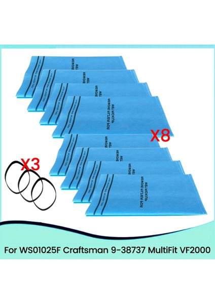WS01025F2 Craftsman Için Islak Kuru Filtre Çantası 9-38737 Tespit Bantları ile Elektrikli Süpürgeler VF2000 11 Adet (Yurt Dışından)