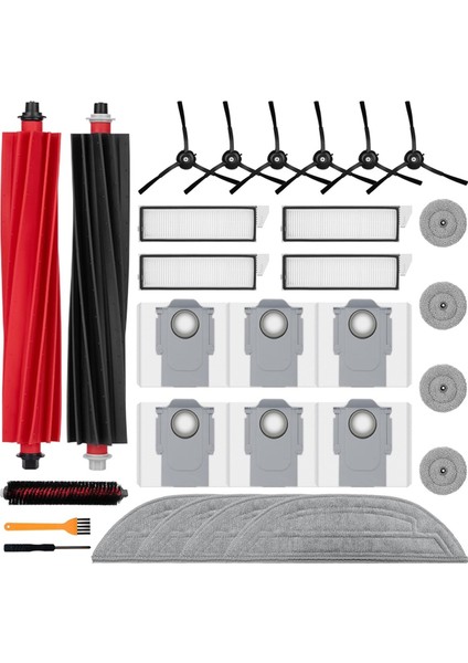 S8 Maxv Ultra Elektrikli Süpürge Aksesuar Seti Ana Yan Fırça Hepa Filtre Paspas Bezi Toz Torbaları (Yurt Dışından)