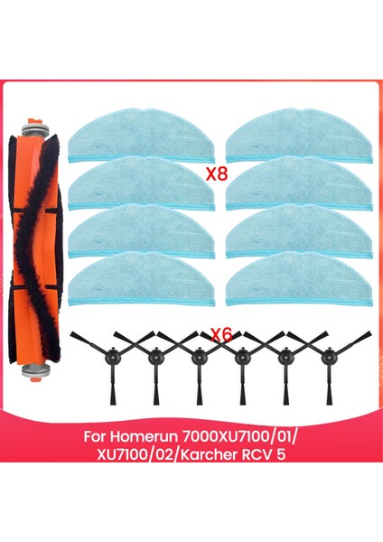 Philips Homerun 7000 Serisi XU7100/01, XU7100/02, Karcher Rcv 5 Vakum Parçaları Ana Silindir Yan Fırça Paspas Bezleri (Yurt Dışından)