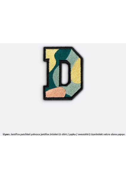 D Harfi Nakış Cırtlı Yama-Patch Sticker