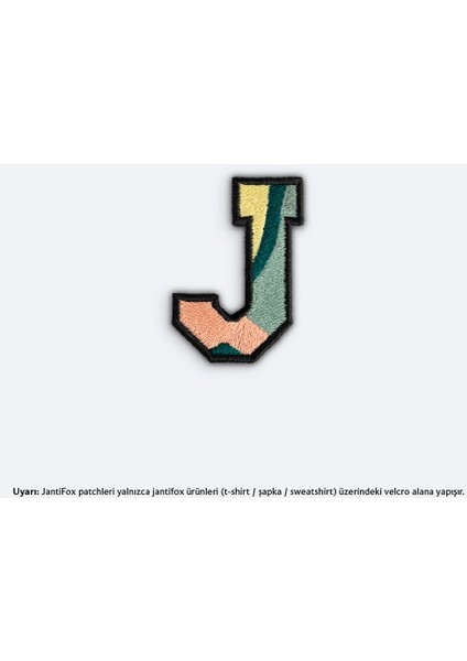 J Harfi Nakış Cırtlı Yama-Patch Sticker