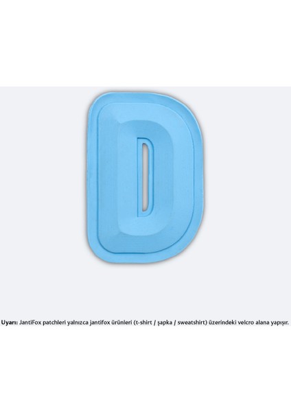 D Harfi Mavi Boyutlu Cırtlı Yama-Patch Sticker