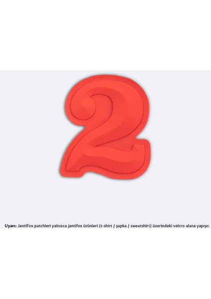 2 Rakamı Kırmızı Boyutlu Cırtlı Yama-Patch Sticker