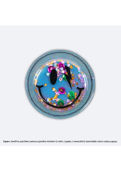 Pullu Gülenyüz Cırtlı Yama-Patch Sticker