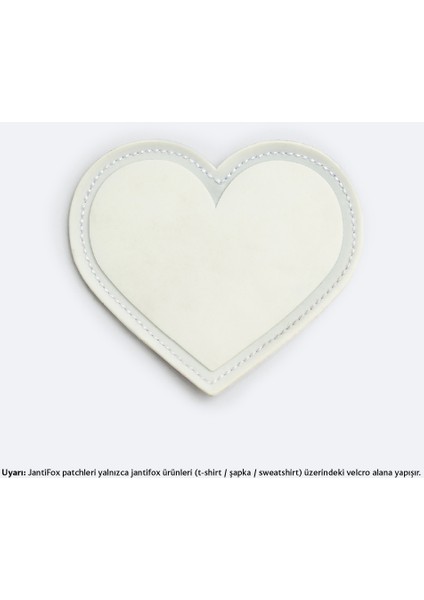 Beyaz Yumuşak Kalp Cırtlı Yama-Patch Sticker