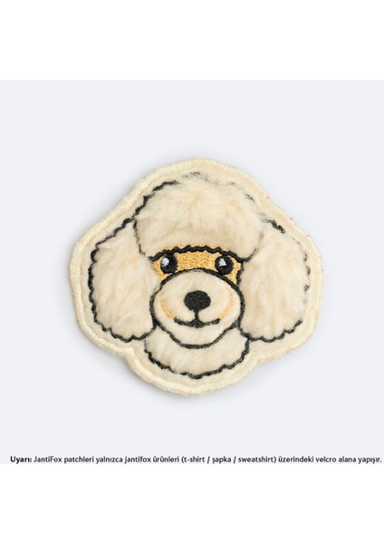 Beyaz Peluş Köpek Cırtlı Yama-Patch Sticker
