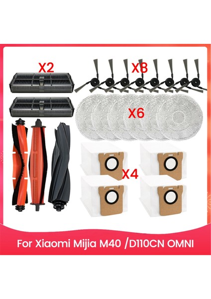 23PCS Fırça Filtre ve Mop Bez Kiti Xiaomi Mijia M40 D110CN Omni Vakum Süpürge Aksesuarları Yedek Parçalar (Yurt Dışından)