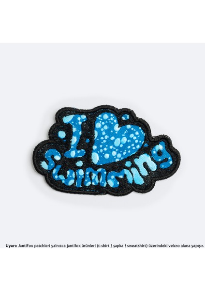 I Love Swimming Mesajlı Parlak Cırtlı Yama-Patch Sticker