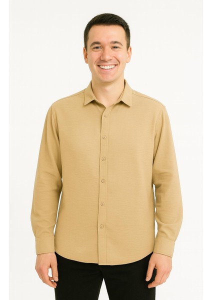 Huffa Erkek Pamuklu Müslin Uzun Kol Gömlek 7359