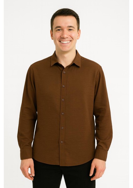 Huffa Erkek Pamuklu Müslin Uzun Kol Gömlek 7359