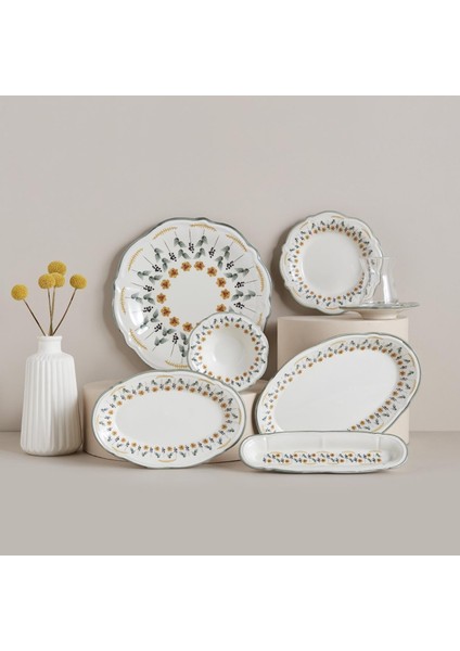 Adelina Stoneware 26 Parça 6 Kişilik Kahvaltı Takımı Yeşil