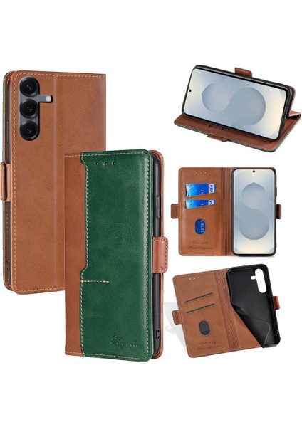 Samsung Galaxy S25 5g Için Kontrast Renkli Pu Kılıf (Yurt Dışından)