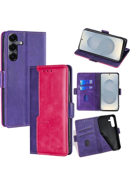 Samsung Galaxy S25 5g Için Kontrast Renkli Pu Kılıf (Yurt Dışından)