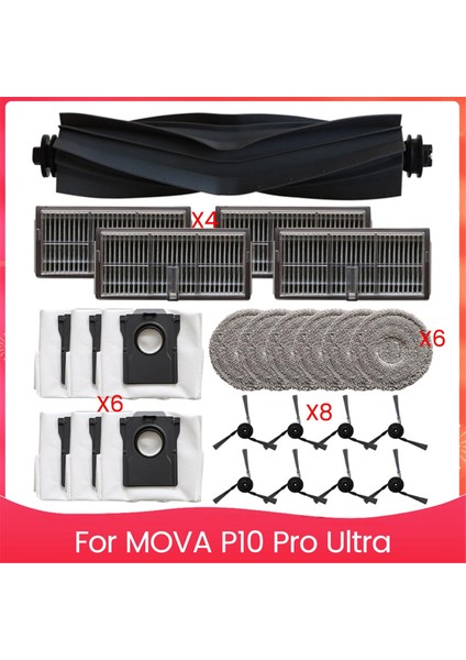 Mova P10 Pro Ultra Robotik Vakum Süpürge Yedek Aksesuarları Için Ana Fırça, Filtre, Mop Bez, Toz Torbası, Yan Fırça (Yurt Dışından)