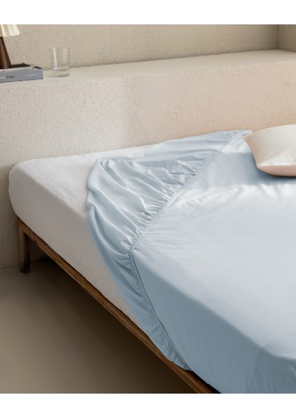 Manon Tek Kişilik %100 Pamuk Ranforce Lastikli Çarşaf - Mavi