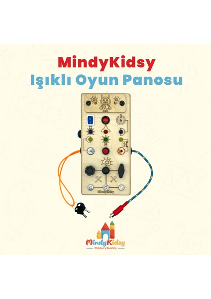 Çocuklar Için Eğitici Ahşap Montessori Işıklı Civatalı Vidalı Oyun Panosu - Zeka Geliştirici Oyuncak