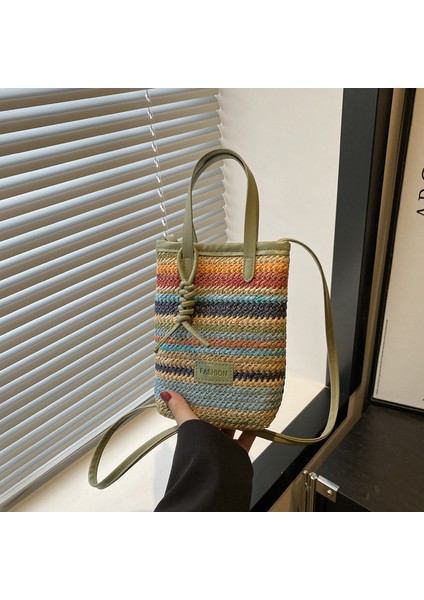 Kontrast Renk Dokuma Çanta Kadın Yaz Cep Telefonu Çantası Crossbody Çanta (Yurt Dışından)