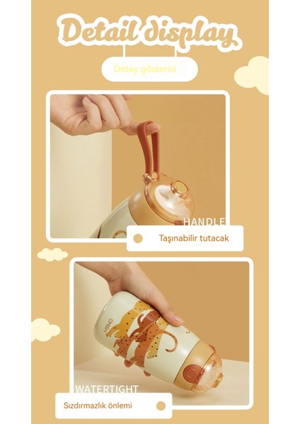 Blingbling1 Çocuk Karikatür Termos Bardak Pipetli Hediyelik Bardak 316 Paslanmaz Çelik Termos Sıcak (Yurt Dışından) modelleri