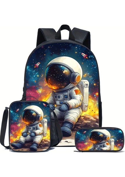 Blingbling1 Karikatür Okul Çantası Ilkokul Okul Çantası Büyük Kapasiteli Sırt Çantası Omuz Çantası Kalem Çantası Üç Parçalı Set (Yurt Dışından)