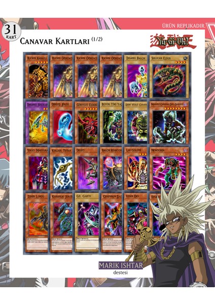 Kartopya Yu-Gi-Oh! Marik Ishtar Destesi 65 Kart Kağıt Oyun Takımı Kahverengi Renkli fiyatları