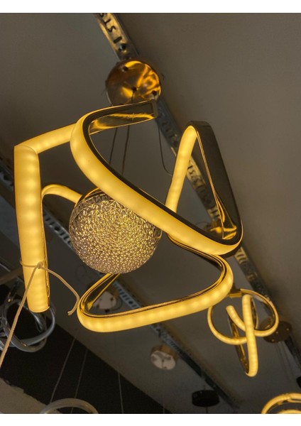 Küp Gold Üç Renkli LED Avize fiyatları