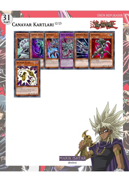 Kartopya Yu-Gi-Oh! Marik Ishtar Destesi 65 Kart Kağıt Oyun Takımı Kahverengi Renkli modelleri
