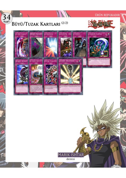 Kartopya Yu-Gi-Oh! Marik Ishtar Destesi 65 Kart Kağıt Oyun Takımı Kahverengi Renkli indirimleri