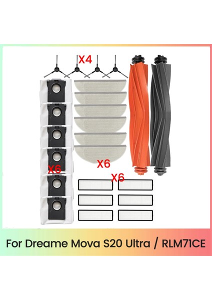 24PCS Dream Için Aksesuar Kiti Mova S20 ULTRA/RLM71CE Vakum Süpürge Parçaları Ana Yan Fırça Paspas Filtreleri Toz Çanta (Yurt Dışından)