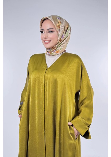 Çıt Çıt Düğmeli Ferace 70023 Yağ Yeşili modelleri