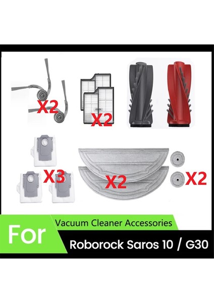 13 Adet Roborock Saros Için Değiştirme Kiti 10 / G30 Robot Vakum Süpürge Ana Yan Fırça Hepa Filtreleri Mop Bezleri Toz Çanta (Yurt Dışından)