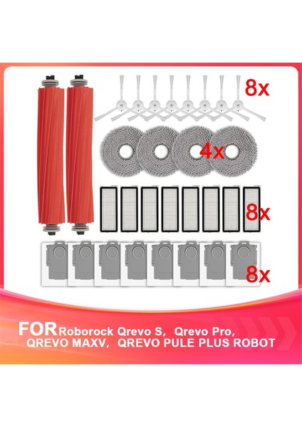 Qrevo S Roborock Qrevo S, Qrevo Pro, Qrevo Maxv, Qrevo Plus Robot Vakum, Silindir Fırçaları, Toz Torbaları (Yurt Dışından)