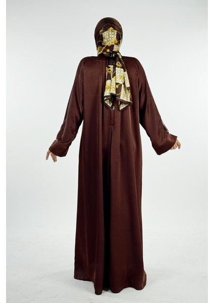 Çıt Çıt Düğmeli Ferace 70023 Kahverengi