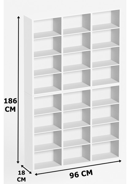 AE-1079 Imre Beyaz 24 Raflı Kitaplık Kütüphane Ayarlanabilir Raf Geniş Çocuk Odası fiyatları