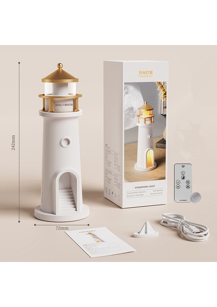 Ay Işığı Deniz Feneri Atmosfer Işığı Ay Ay Yatak Odası Başucu Prksiyon Işığı Bluetooth Hoparlör Gece Lambası (Yurt Dışından)