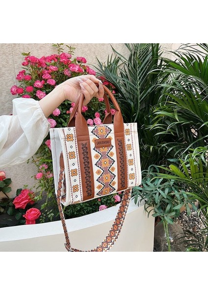 Yaz Retro Kanvas Kadın Omuz Çantası Çapraz Askılı Kadın Çantası Büyük Kapasiteli Tote Çanta (Yurt Dışından) fırsatları