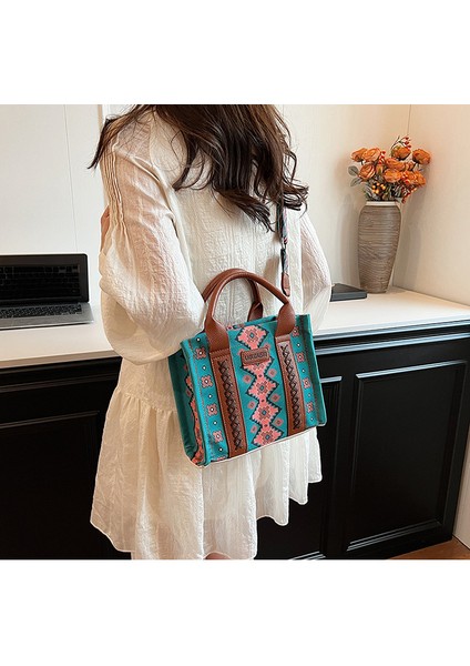 Yaz Retro Kanvas Kadın Omuz Çantası Çapraz Askılı Kadın Çantası Büyük Kapasiteli Tote Çanta (Yurt Dışından) indirimleri